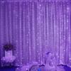 Oeny Purple LED Curtain String Lights with Hooks