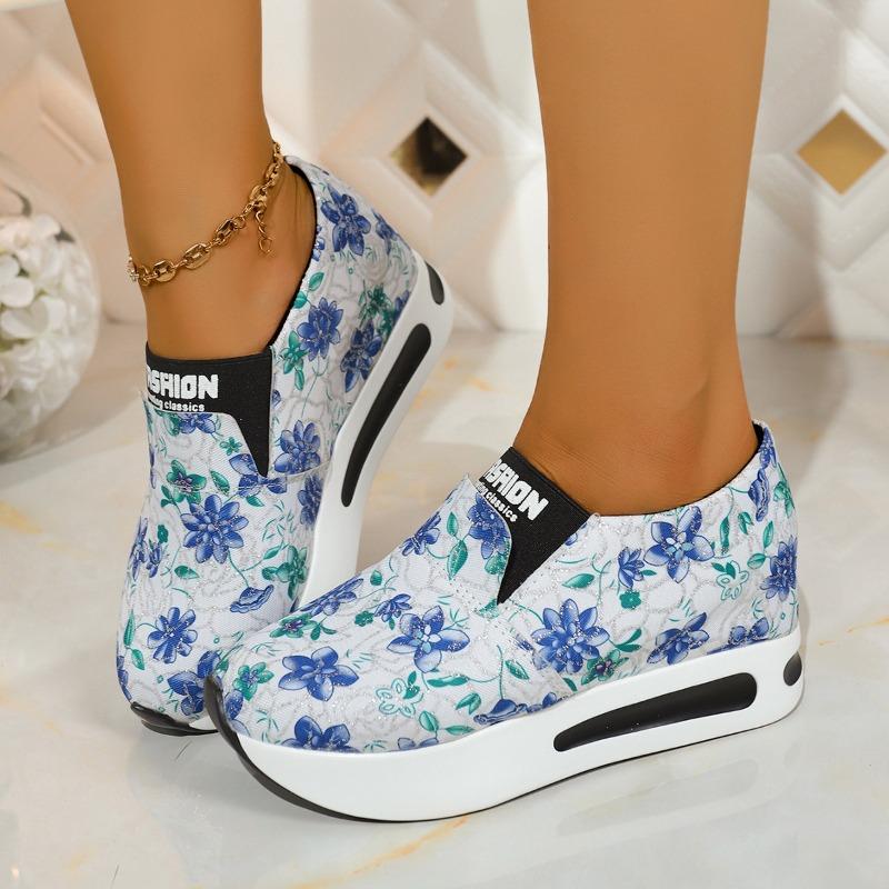 Damen Flache Schuhe mit Farbblock in Weiter Passform, Niedrig geschnittene Slip-Ons mit Runder Spitze, Plateau Freizeitschuhe für Damen