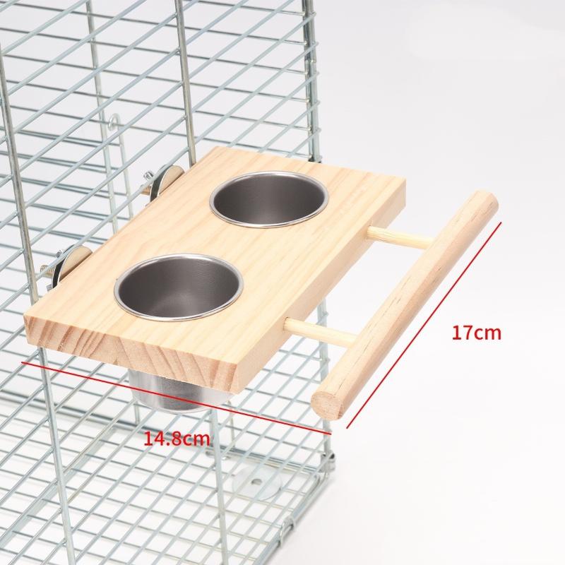 Vogel Edelstahl Futterspender Papagei Vogel Massivholz Stehstock Holzständer Futter Knabbersicher Spielzeugständer Heimtierbedarf