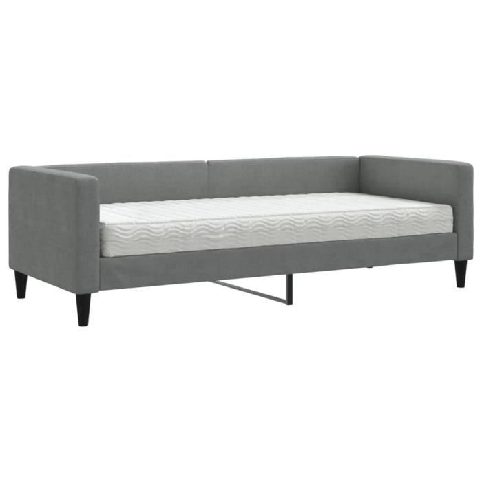 VidaXL Lit de jour avec matelas gris foncé 80x200 cm tissu 3196556