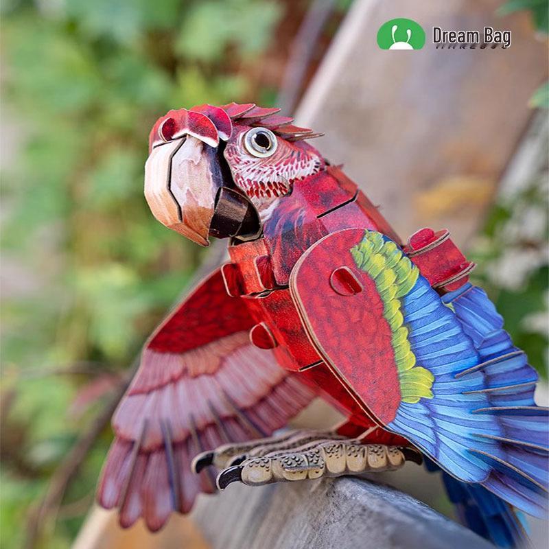

Macaw 3D Paper Puzzle - Educational Handmade Interlocking Toy