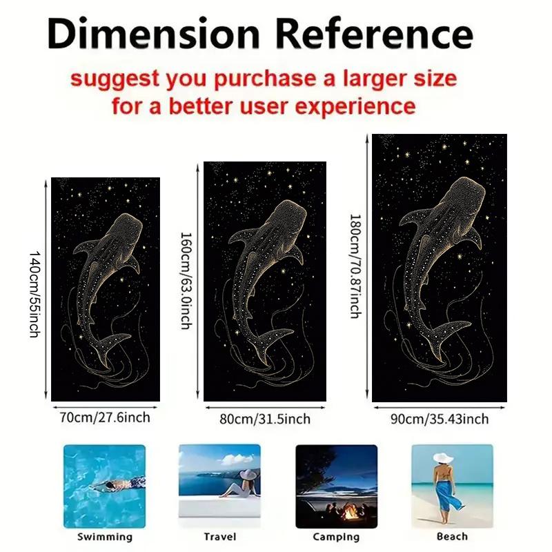 1Pc Whale Shark Beach Towel Constellation Print Ocean Space Design Quick Dry Soft Microfiber Bath Towel For Women Sea Loversgift
