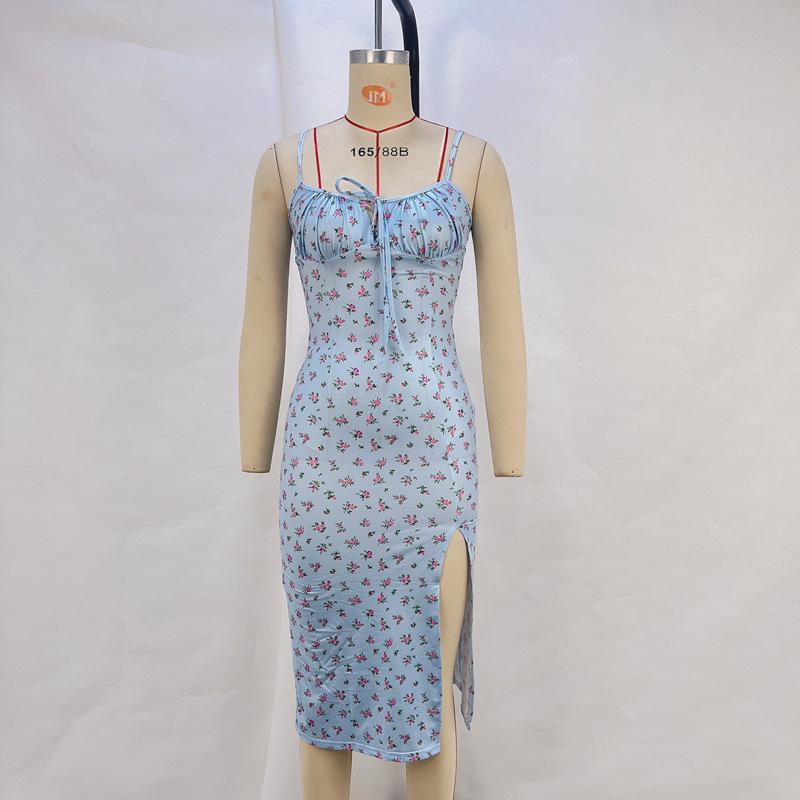 Sommer 2025 Blumenkleid mit Schlitz – Sommerkleid für Damen im europäischen und amerikanischen Stil
