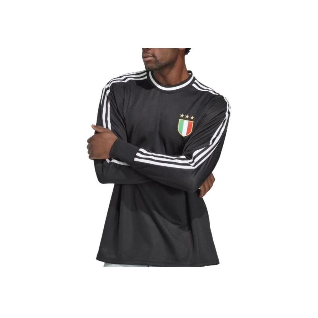 adidas Solid Color Striped Logo Long Sleeve T-Shirt Men Tops Black HS9804