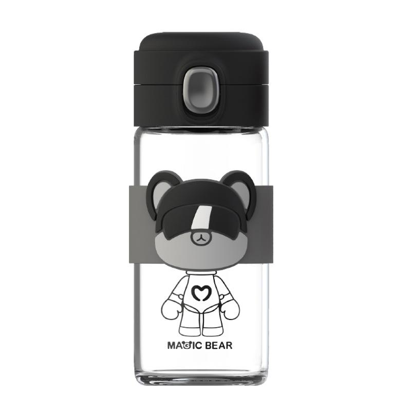 Trinkflasche modisch neu magischer Bär hüpfendes Glas kreativ einfacher Becher tragbar Sport-Wasserbecher hochtemperaturbeständig Teetasse