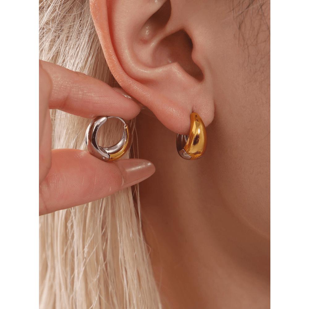 Circle Earrings European and American Small Ear Buckles Niche Plain Ring Gold Color Matching Earrings
