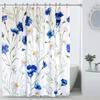 Charming Blue & White Floral Print Waterproof Shower Curtain - Stylish, Durable & Easy-Care Choice for Refreshing Bathroom Déc