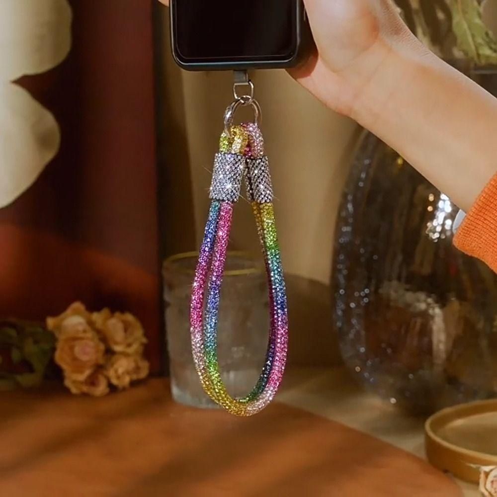 Glitzer Strass Handy-Lanyard Helles Anti-Verlust Handgelenkband Handyzubehör