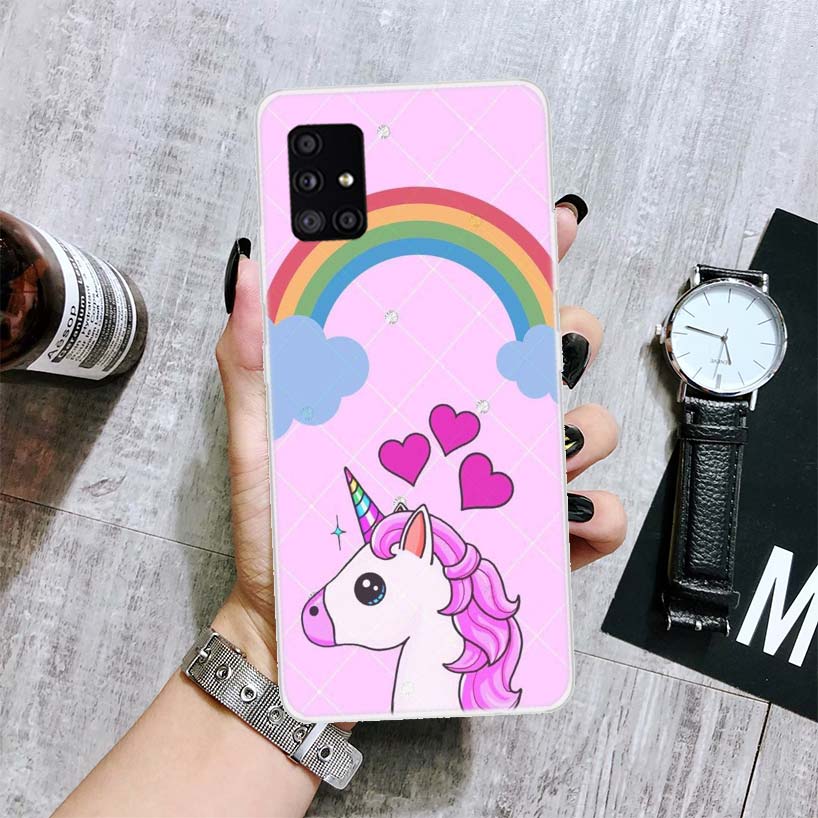 Unicorn Pink Myth Cartoon Phone Case For Samsung Galaxy A52 A32 A22 A12 A02S A50S A30S A51 A31 AA71 Note 20 Ultra 10 S10 Plus Ga