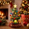 Christmas Tree Decoration LED Lighted Ceramic Christmas Village Tree with Rotating Train Base Xmas Tabletop Ornament Holiday Hom