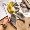 Elegant Silk-Like Square Scarf Women Korean Style Print Neck Lightweight 70x70cm Nylon Fashion Accessory