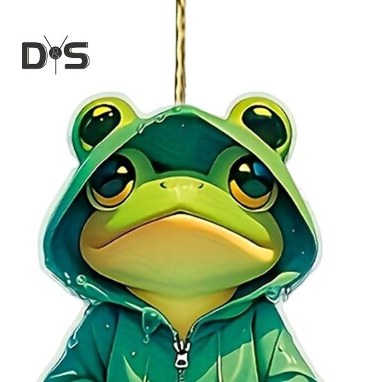 2D-Frosch-Dekoration, flach, Acryl, Cartoon-Frosch-Anhänger, Auto-Innenraum, hängendes Ornament, Frosch-Charm für Rucksack, Schlüsselanhänger