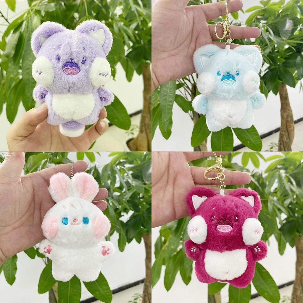 Cute Plush Cat Doll Keychain Adorable Animal Plush Toy For Bags And Keys In Soft Colors