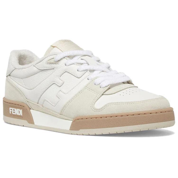 Fendi Match Leather Low Top Stylish Skateboarding Shoes Men's White 7E1493AHH2F1FHS