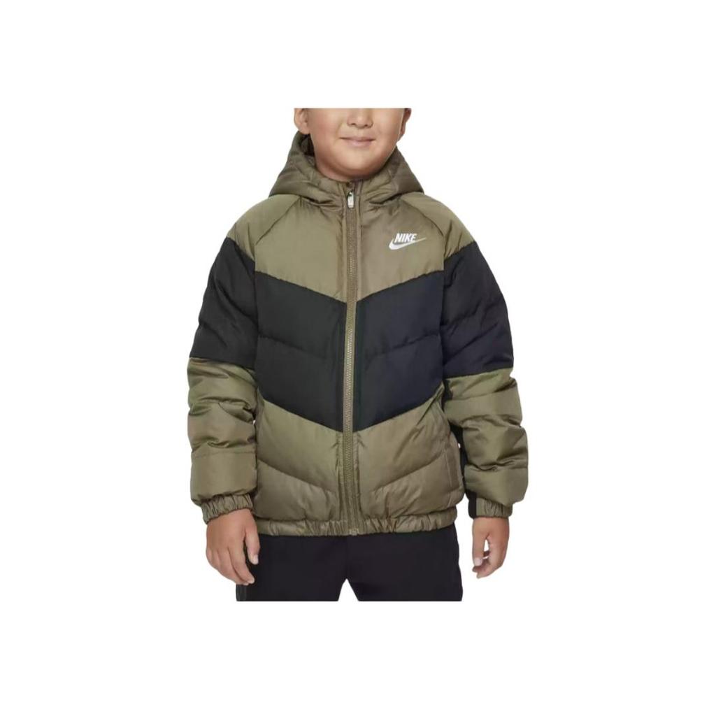 Nike Hooded Comfortable Color Block Warm Long Sleeve Jacket Kids Jackets Green Black IB5837-222