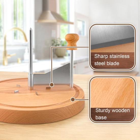 Cheese Grater Cutter with Stainless Steel Sharp Blade Solid Wood Base Ergonomic Cheese Curler Chocolate Slicer Butter Grater Kitchen Tool