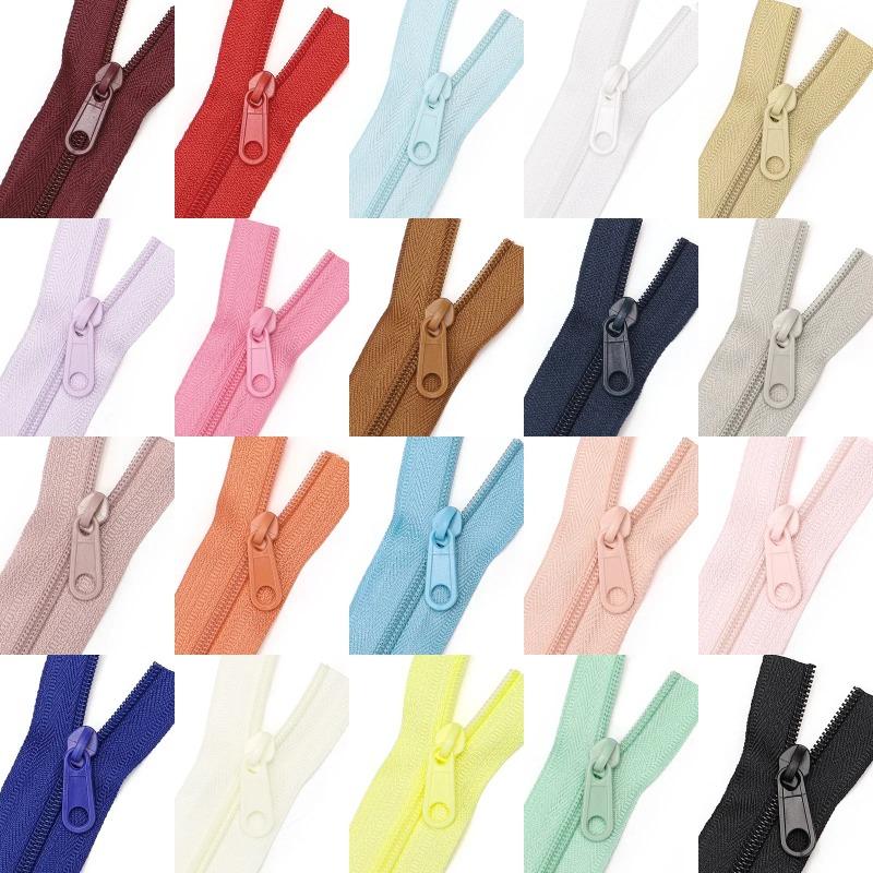 1 Group = 4.5m Zipper + 10 Plastic Zipper Heads, 20 Colors Optional, Home Sewing DIY Replacement Zipper