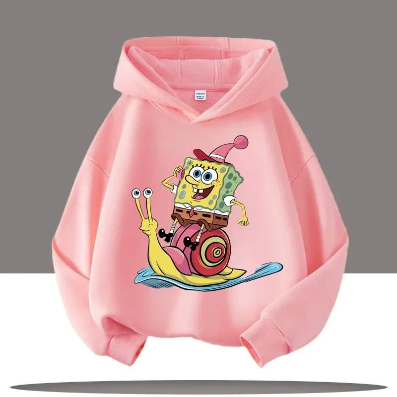 Podzim Zima Spongebob v kalhotách Tištěné Mikiny Ležérní Teplé Sportovní Dlouhý Rukáv Dětské Chlapecké a Dívčí Dětské Unisex Mikiny s Kapucí