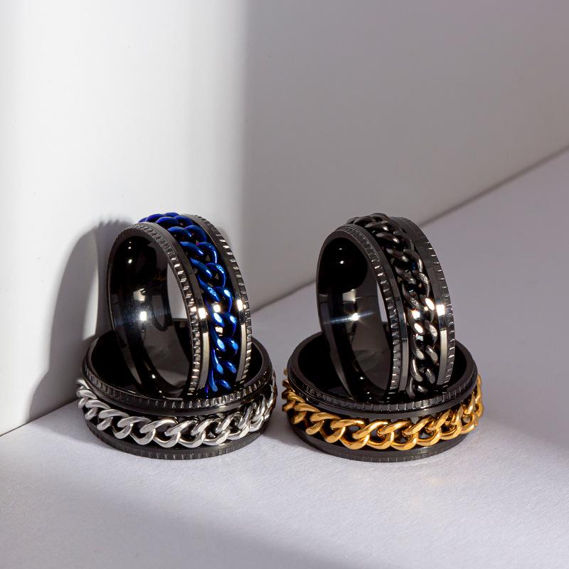 Trendy Titanium Steel Rotating Chain Decompression Ring for Men and Women - Durable, Fade-Resistant, Must-Have Accessory