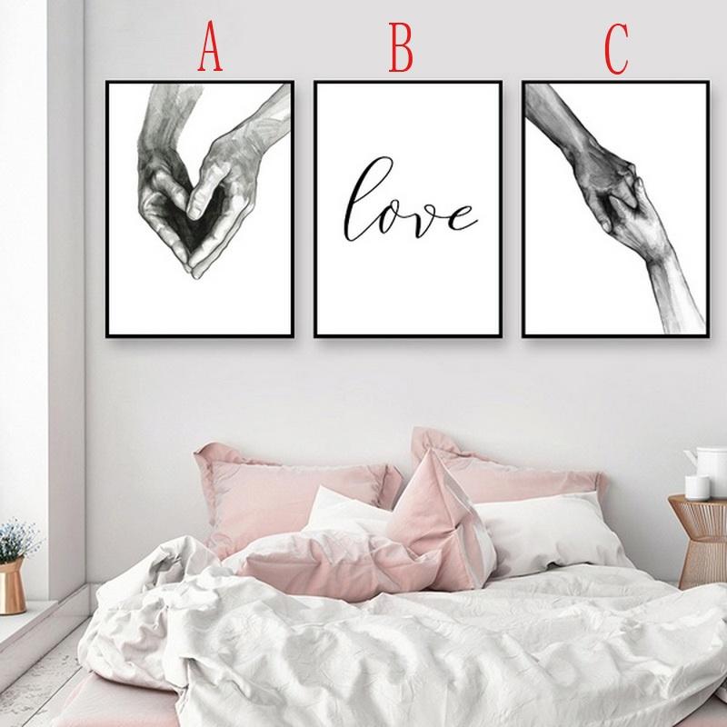 Holding Hands Love Quote Family Poster Nordic Black & White Minimalist Canvas PaintinWall Pictures for Living Room Bedroom Home Wall Decor No Frame