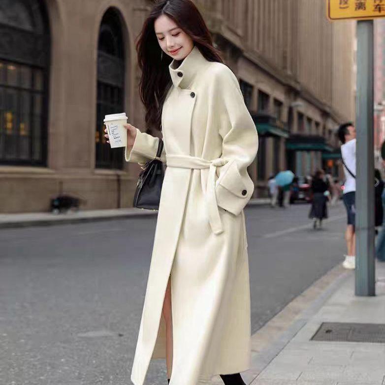 Stand Collar Autumn and Winter Cashmere Mid-length Coat Thick Wool Coat Thickened New Year's Shirt
