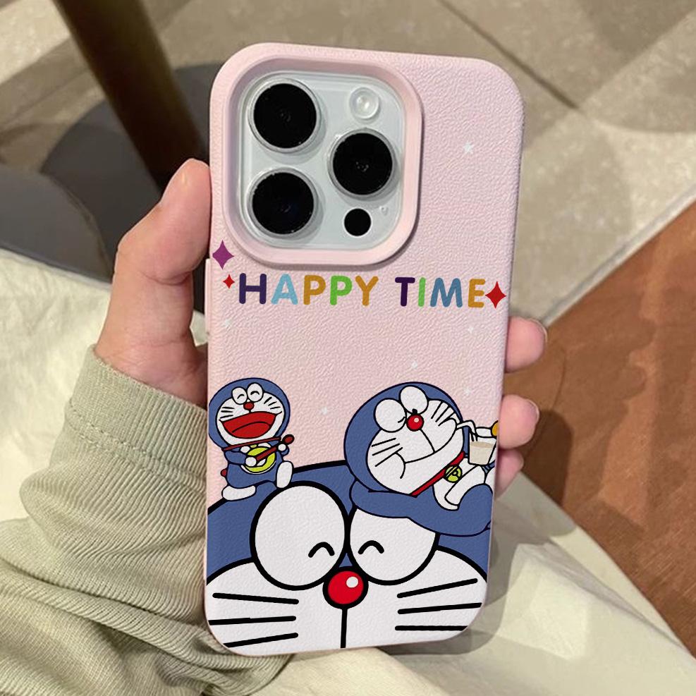 Cartoon D-Doraemons Lichee Leather Pattern Phone Case For Samsung S26 S25 S24 S23 S22 S21 S20 S10 Plus FE Ultra 4G 5G Shockproof