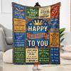 Happy Birthday Inspirational Quotes Flannel Blanket-Soft and Suitable for Sofas,Beds,Offices,Travel,All Seasons,Great Gift for Holidays and Birthdays.