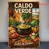 2D Flat, 2D Flat - 1pc 30cm X 20cm Portuguese Kitchen Tin Sign | Caldo Verde Sabor Do Campo Vintage Soup Wall Decor, Ideal for Home Cooks And Food Lov