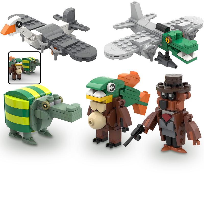 MOC Italienische Brainrot Bricks Tung Tung Sahur Figuren Tralalero Tralala Bausteine Spielzeug für Jungen Geburtstagsgeschenke