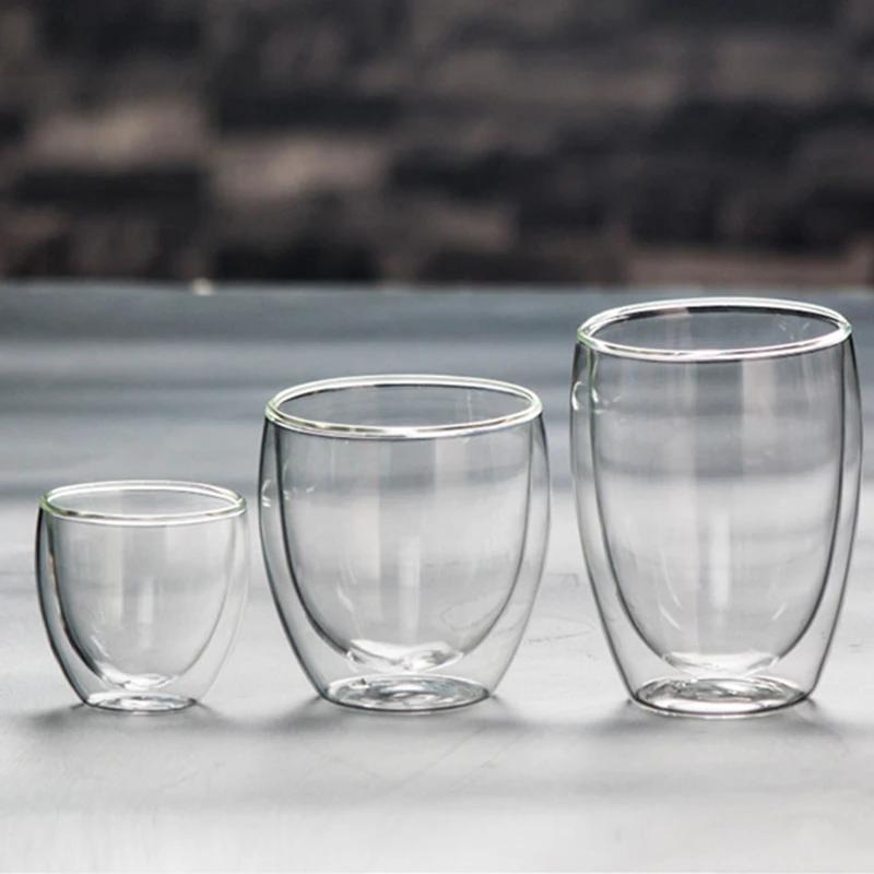 Creative Drinkware 80ml/225ml/320ml Double Wall Glass Cup Coffee Mug Modern Glassware Transparent Glass Classical Whiskey Glass