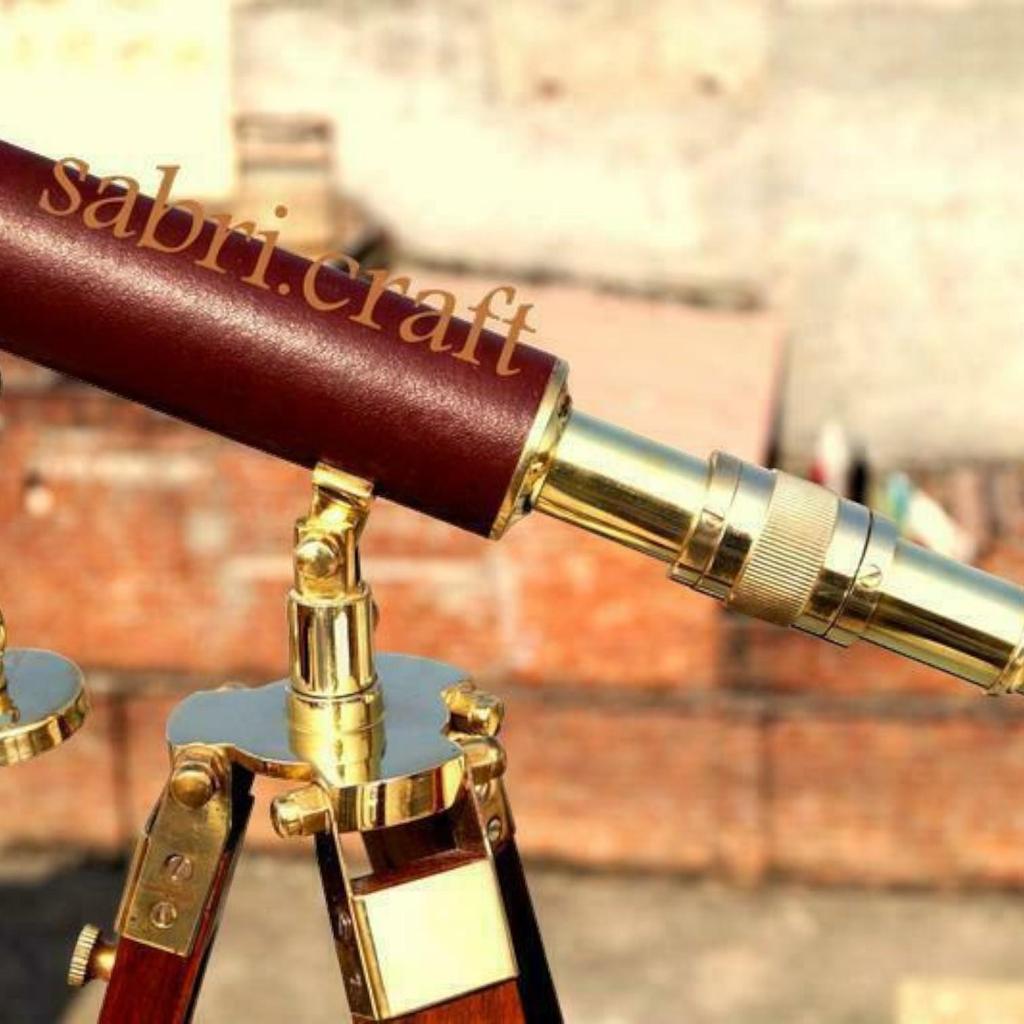 Handgemaakte Antiek Messing Spionnenkijker Telescoop Verstelbaar Statief Tafelblad Replica