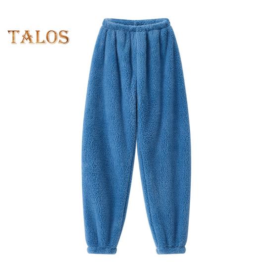 

Зимние пижамные штаны из плотного плюша с эластичной резинкой на талии, свободные, сохраняющие тепло, облегающие ноги, унисекс, домашняя одежда, брюки однотонные, для отдыха XXL темно-синий
