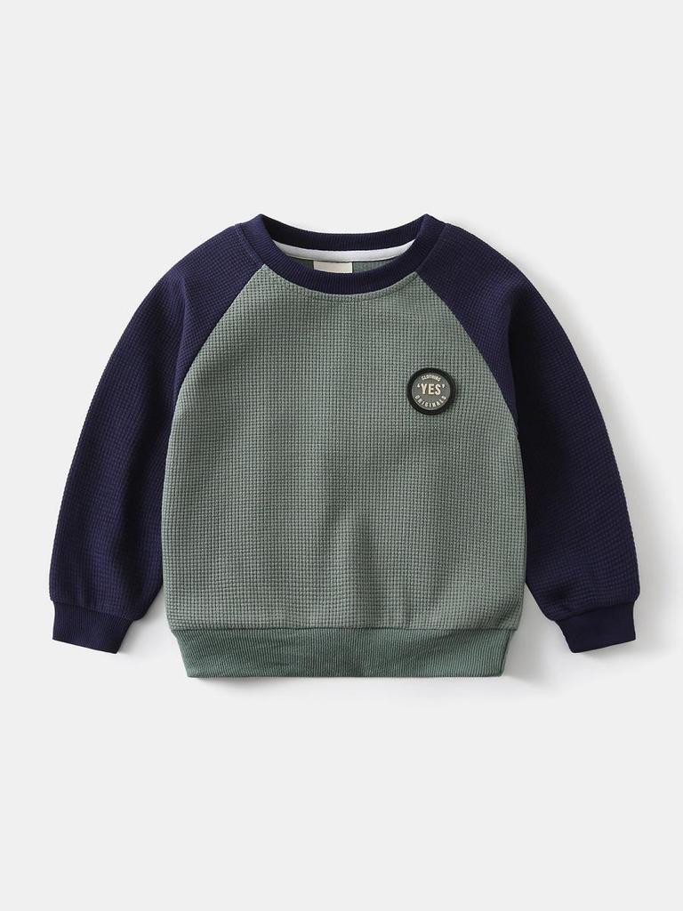 Boys' Raglan Sleeve Sweatshirt - 2026 Fashionable Kids' Round Neck Sports Top