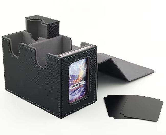 Windowed Pu Leather Waterproof Lightweight Card Box 160+ Magic Gathering Commander Storage Card Holder for Board Game