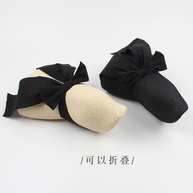 Summer Sun Hat Black Outing Fashion Beach Beach Big Brim Straw Hat Children Bow Tide