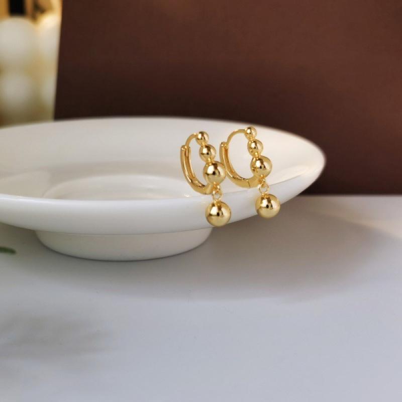 2pcs Round Bead Earrings for Women, Featuring a Unique And Elegant Geometric Design, Perfect for Everyday Wear And Special Occasions Like Holidays