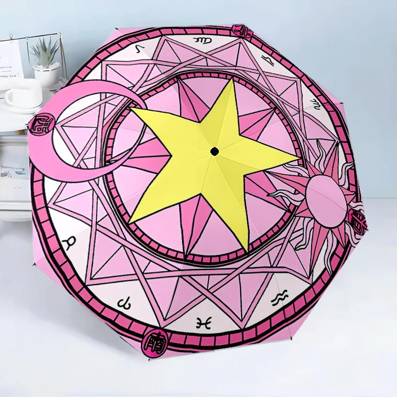 Celtic Moon Pentagram Art 8-Frame for Travel, camping, Casual Lightweight Portable Umbrella, Essential for every family Holidays Birthday Gift
