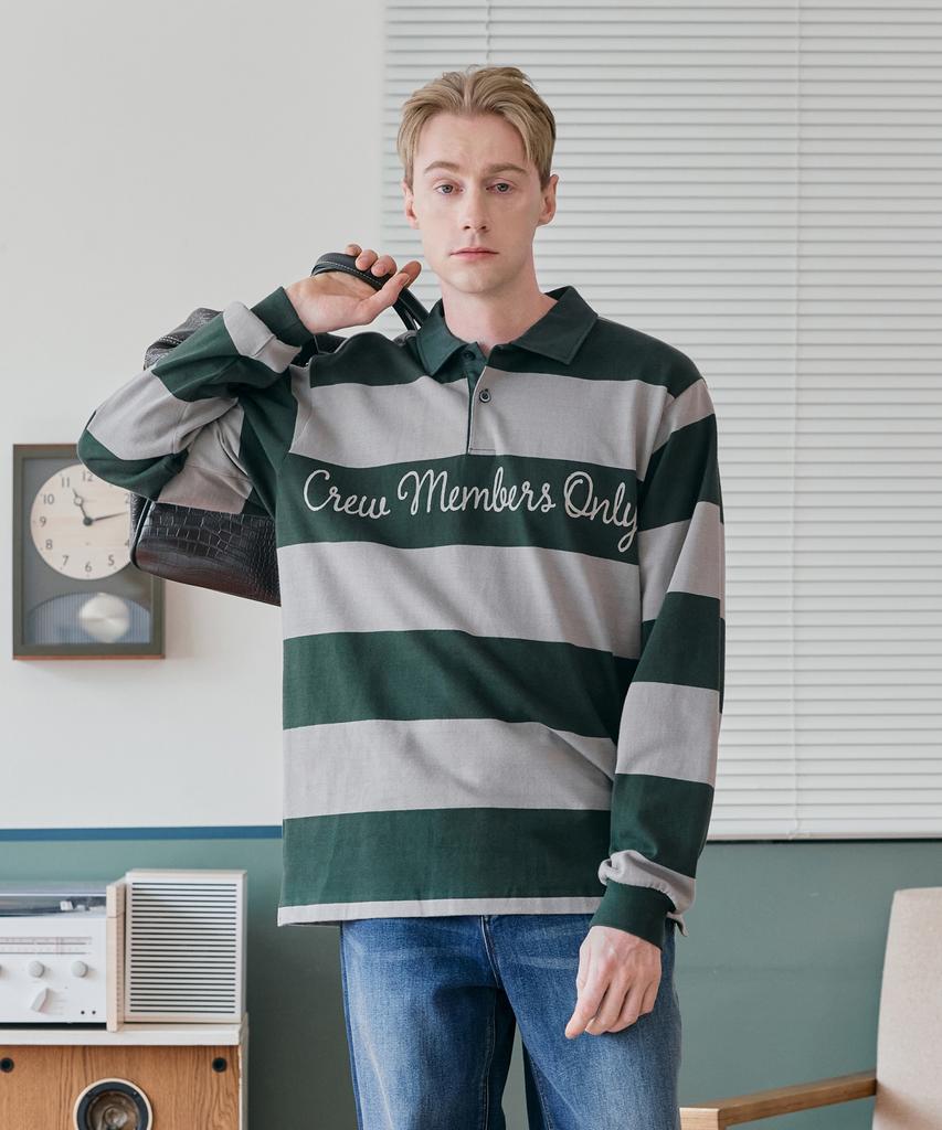 CREW MEMBERS ONLY Heritage Stripe Polo Green