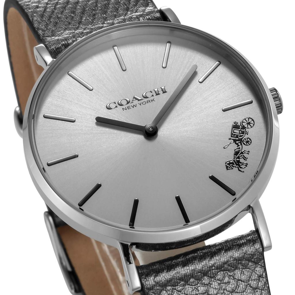 [Coach] Montre PERRY à quartz en acier inoxydable avec cadran blanc, 36 mm, 14503155, pour femme, grise [Article]