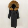 OFTBUY Winter Women Coat Real Natural Fox Fur Hooded Detachable Collar Double-faced Woolen Jacket Long Casual Elegant Overwears