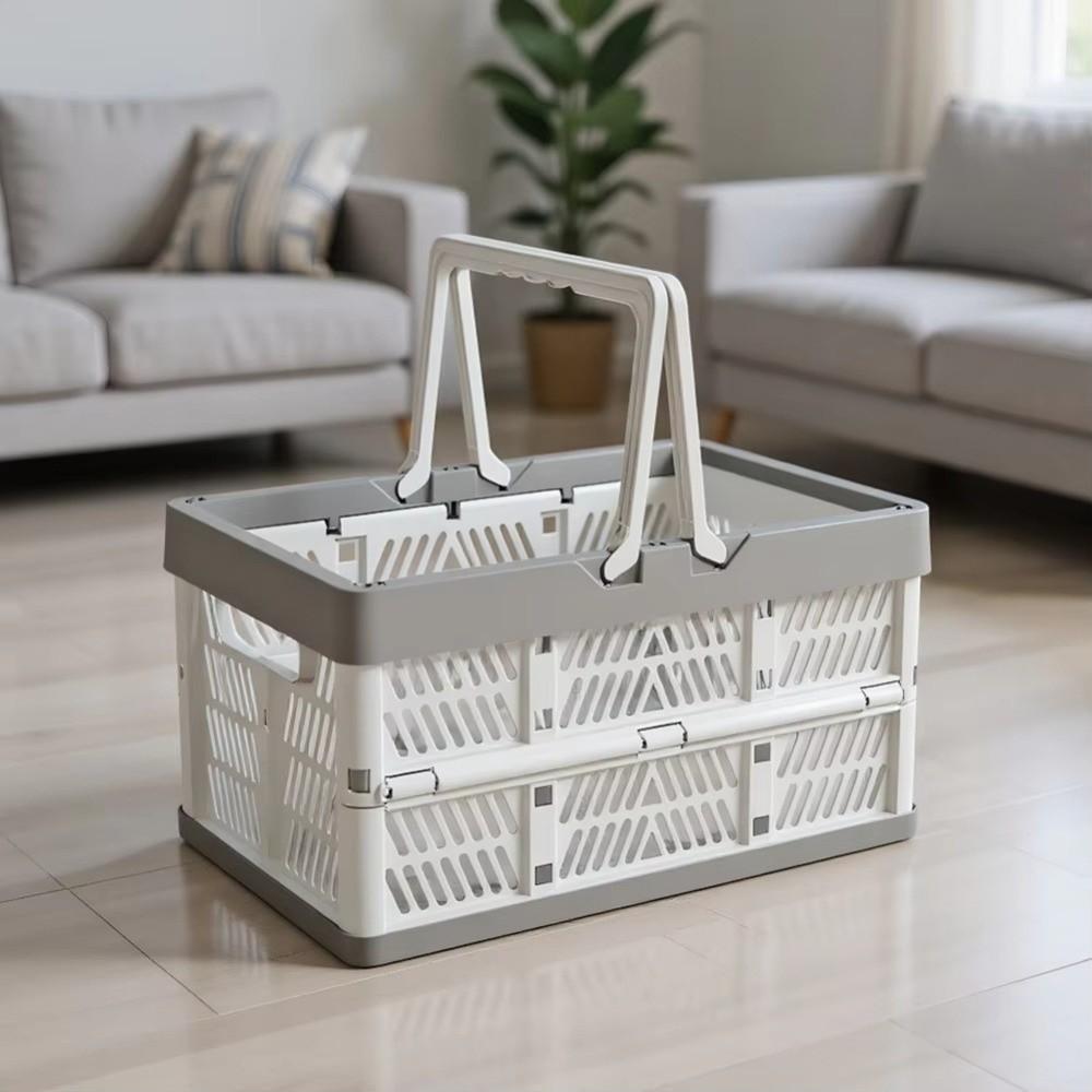 Thickened Folding Storage Basket Stackable Plastic Storage Box Kitchen Organization
