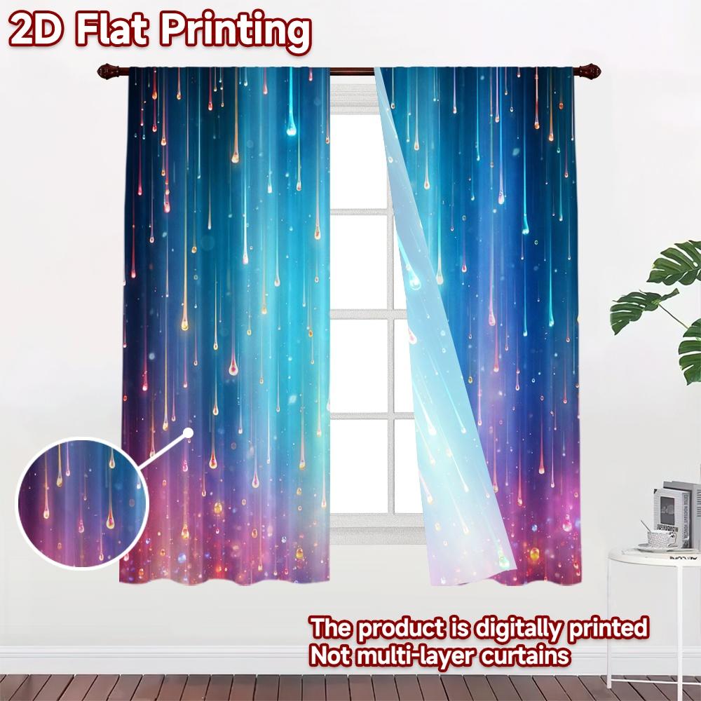 2D FLAT PRINTING 2pcs Curtains (Without Rod) Colorful Falling Droplets Chic Chic Curtains Polyester Curtains Home Decor Suitable