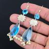 Gift For Women Drop/Dangle Earrings 925 Silver Natural Blue Topaz Gemstone