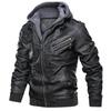New Leather Jacket Men's Spring Autumn Winter Loose Casual Motorcycle Hooded Short Windproof Jacket