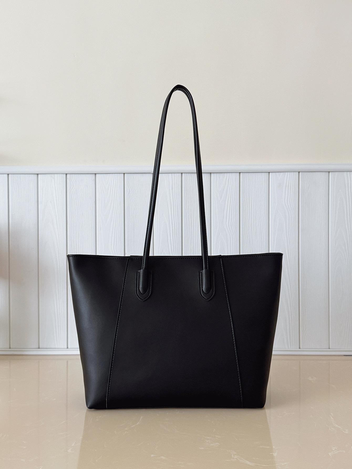 

Large capacity commuter tote bag women s simple retro handbag to work commuter notebook shoulder bag чёрный