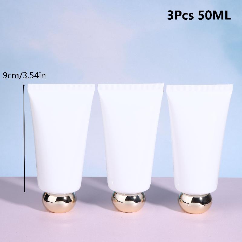 

3Pcs 50/100Ml White Empty Cosmetic Squeeze Tubes Travel Dispensing Tubes Refillable Containers For Lotion Cream Facial Cleaner A 50ML