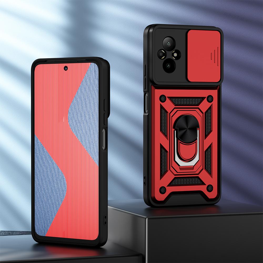 

Противоударный защитный чехол KEYSION для Realme C67 4G, защитное кольцо для объектива камеры, подставка, задняя крышка для телефона OPPO Realme 12 Lite for Realme C67 красный