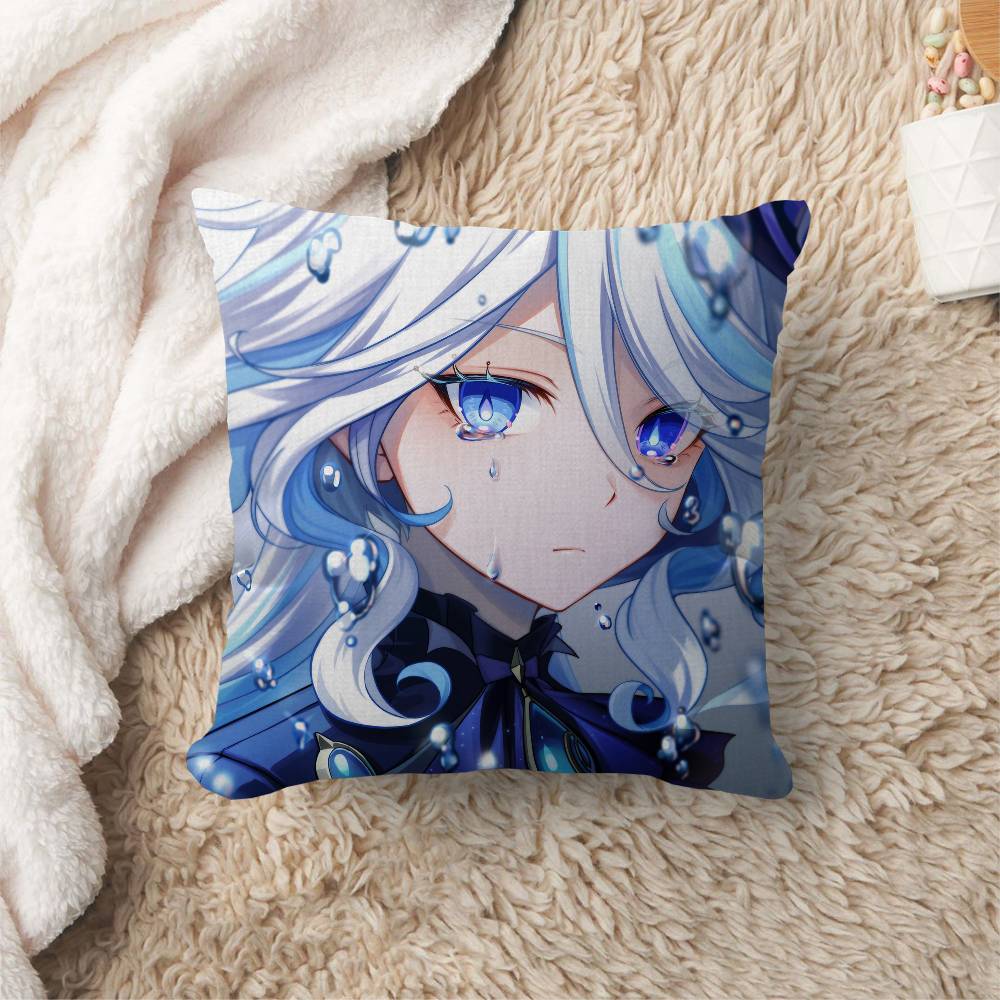 Anime Game Genshin Impact Furina Cushion Cover Inches Farmhouse Decor Home Throw Pillow Covers for Couch Decorations