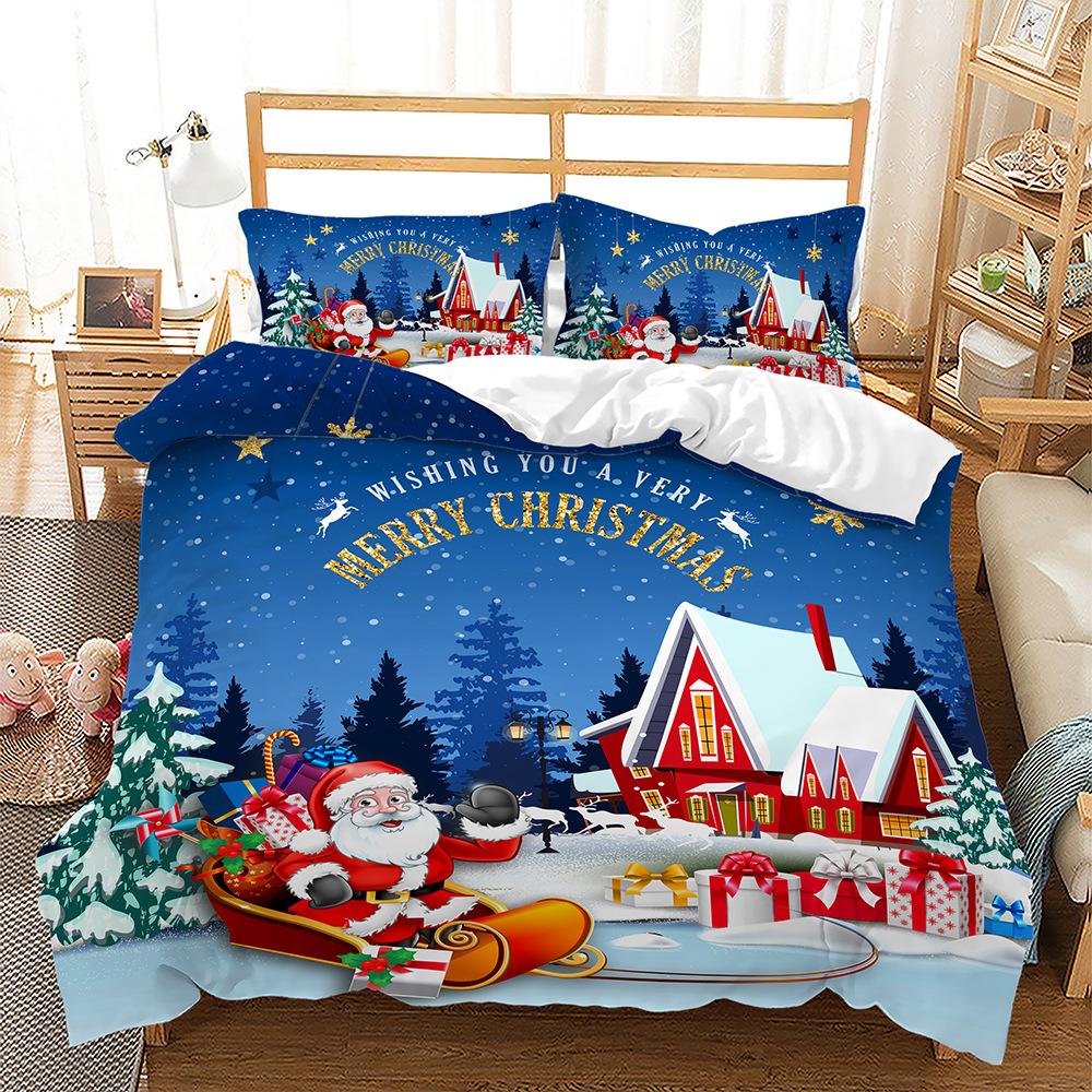 Popular Christmas Three-Piece Set Children'S Bedding Digital Printing Quilt Cover