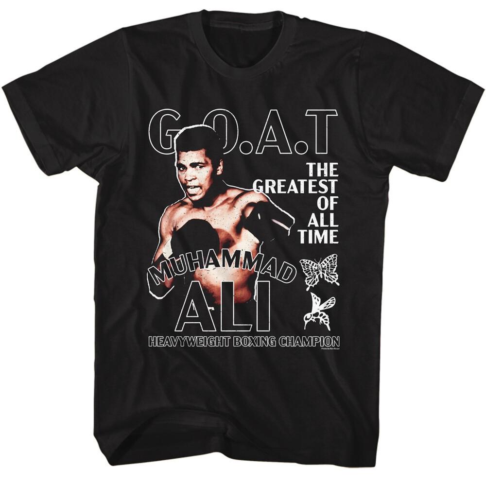 

Muhammad Ali Mens T-Shirt GOAT Greatest Champ Boxing 100% NEW Black Cotton Unisex T-Shirt L